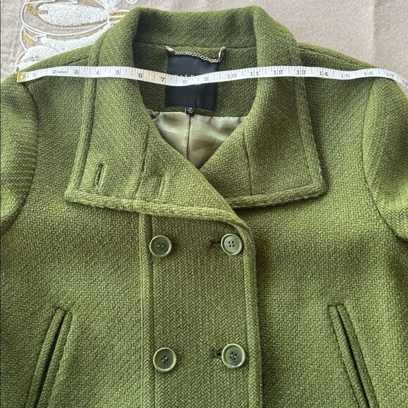 Talbots Women’s Green Wool Blend Pea Coat 3/4 Sleeve Chic Cropped Jacket Size 10 - Picture 9 of 15